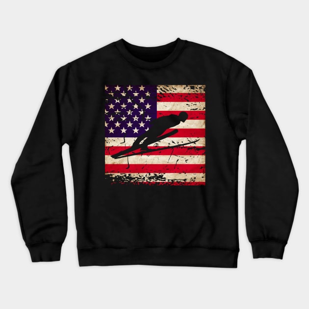 Ski Jumper American Flag Crewneck Sweatshirt by 4Craig